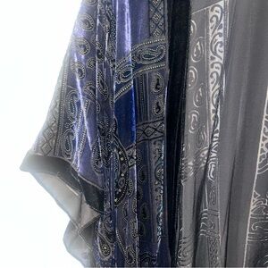 Free People Bohemian Velvet Burnout Black and Gray Kimono Holiday